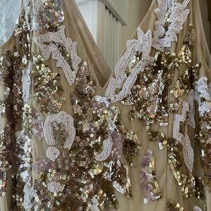 Women’s Mac Duggal beaded evening gown